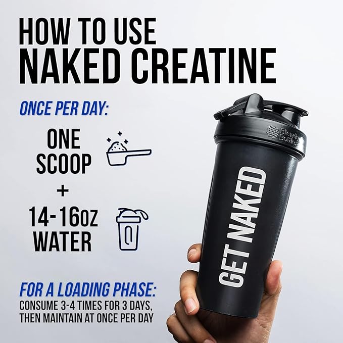 NAKED Pure Micronized Creatine Monohydrate Powder - Unflavored, 500g, 1.1lb Bulk - Vegan, Non-GMO, Gluten-Free, Soy-Free, No Fillers, Supports Muscle Growth & Strength - 100 Servings