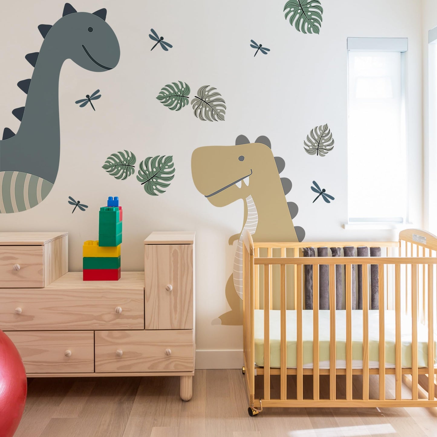 Large Dinosaur Wall Stickers,Cute Cartoon Dinosaur Art Decor,Peel and Stick Jungle Dino Wall Decals for Kids Boys Nursery Bedroom Playroom Daycare Classroom Baby Shower Birthday Party Decor Gifts