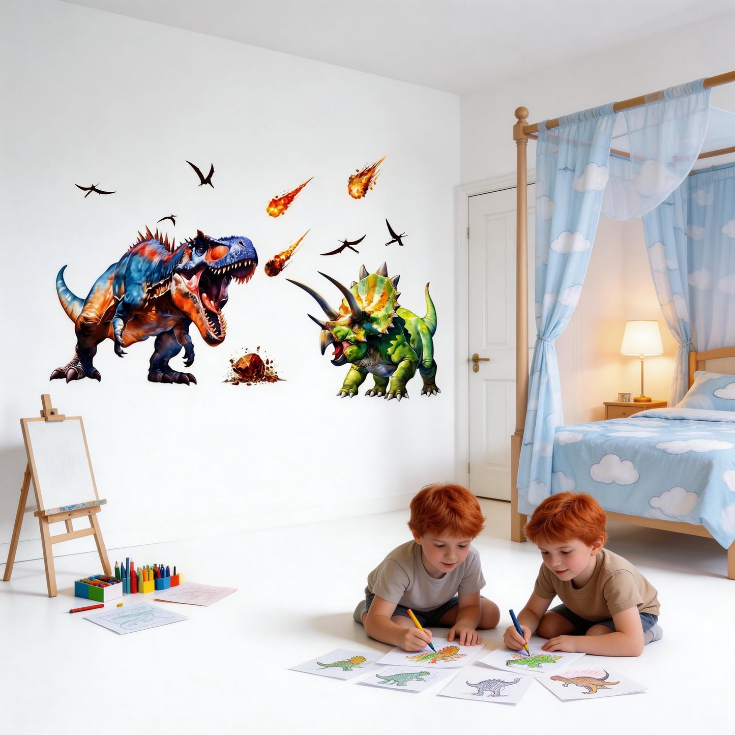 Large Dinosaur Wall Decals Dino Wall Stickers Peel and Stick Wall Art Decals for Boys Room Baby Nursery Kids Bedroom Wall Decor Art (Green 1)