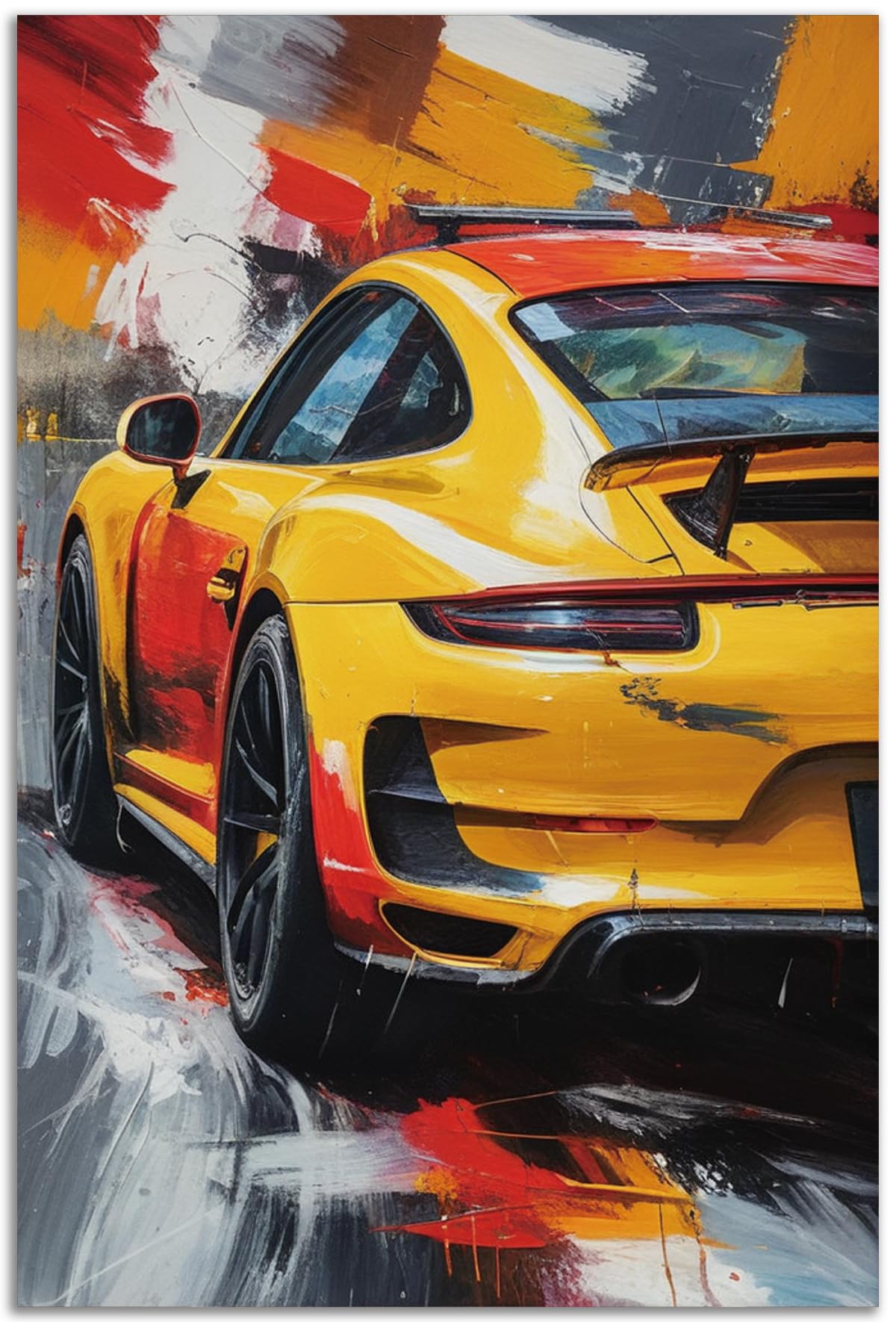 TOCDGOO Graffiti Sports Car Wall Art, Modern Abstract Supercar Art Canvas Print, Automotive Wall Decor, 16x24 inch Unframed