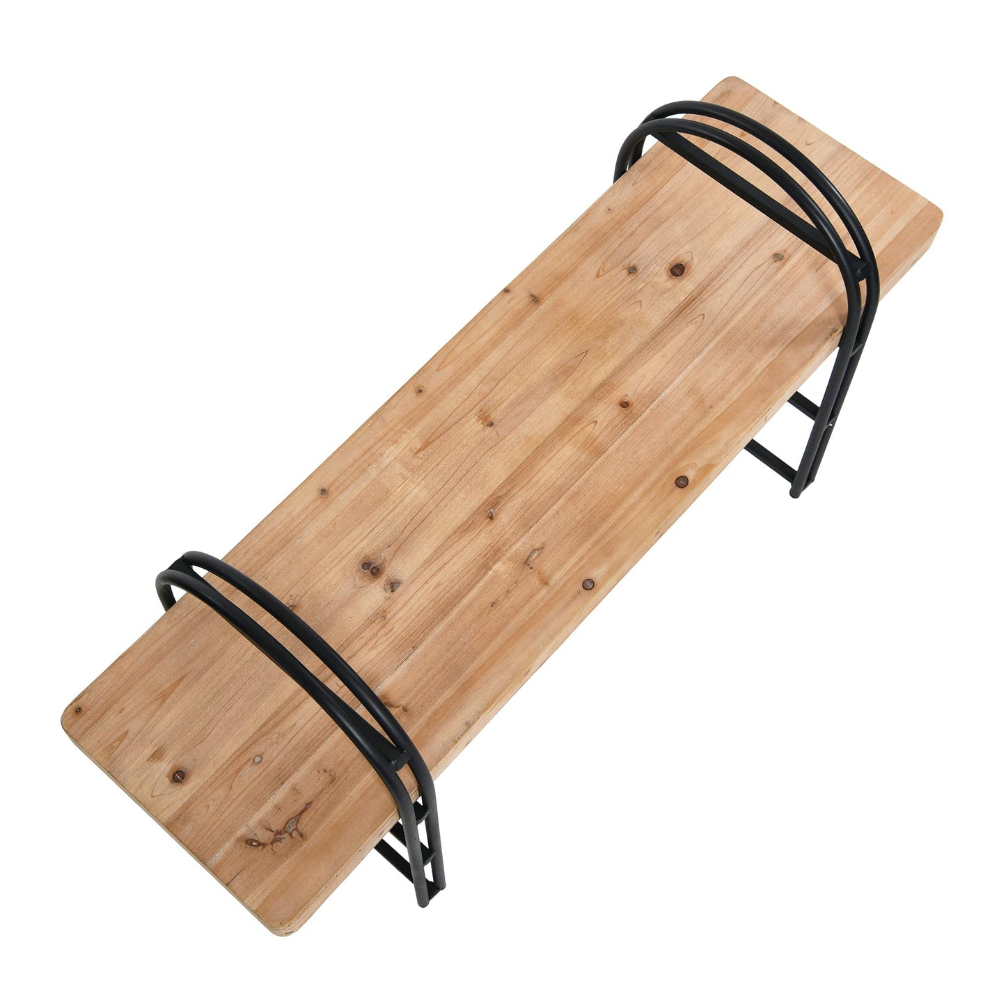 Main + Mesa Eitri Wood and Metal Bench, Driftwood