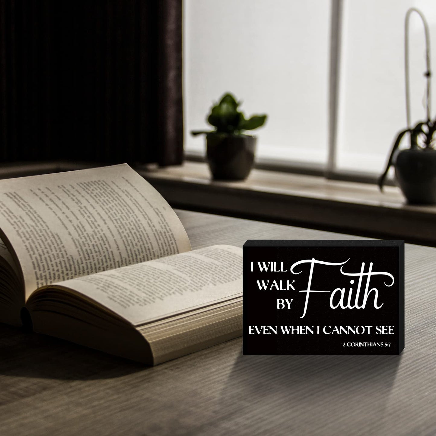 6 Pcs Mini Christian Wooden Signs Bible Verse Decor Inspirational Scripture Wood Block Be Still and Know Religious Plaque Art Church Party Favor Wall Home, 3.5x2.5x0.47 in(Cute Style)