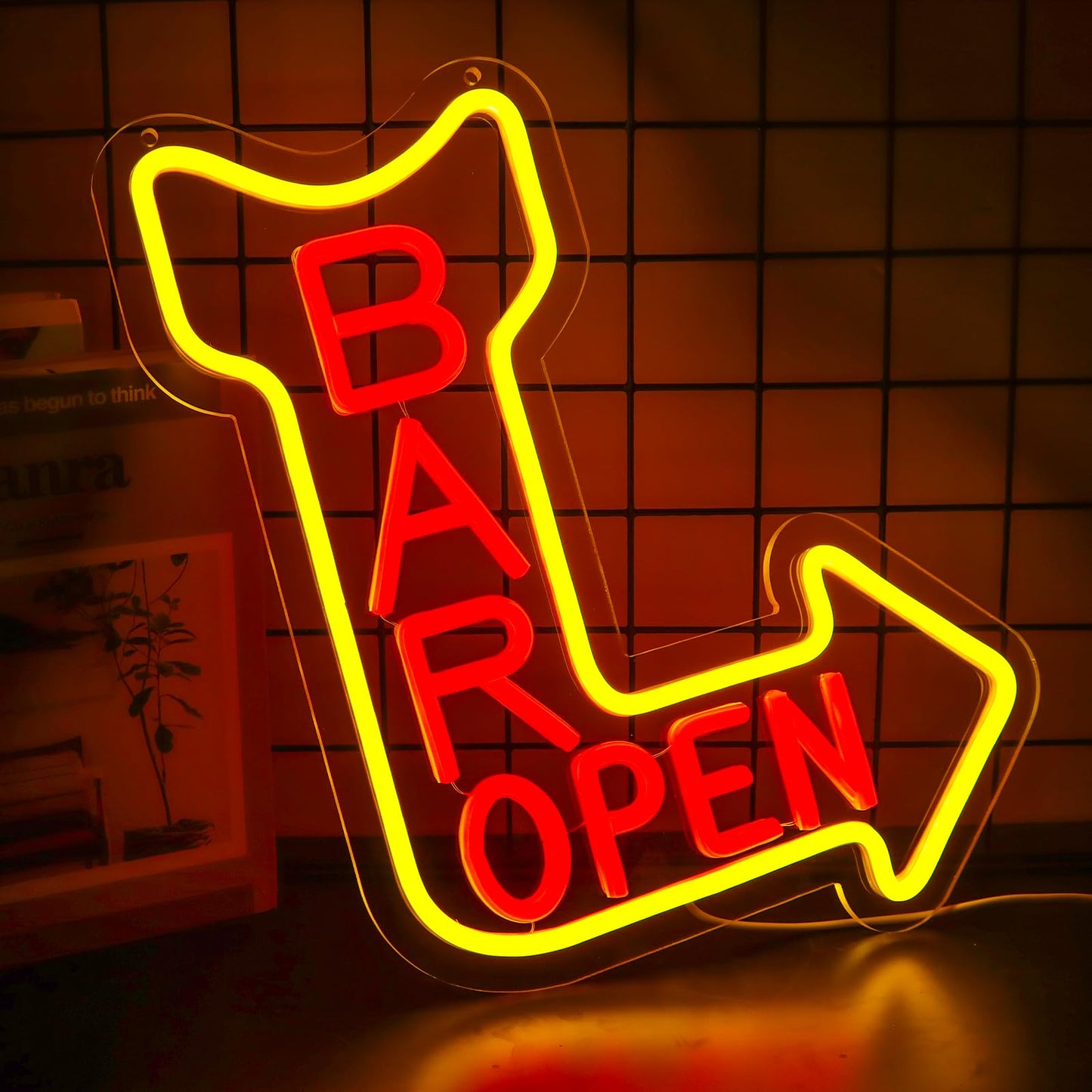 qbanziou Bar Open Neon Signs for Wall Decor，Open Signs for Business,Led Neon Light for Man Cave, Bar,Pub，Christmas Birthday Party Gift