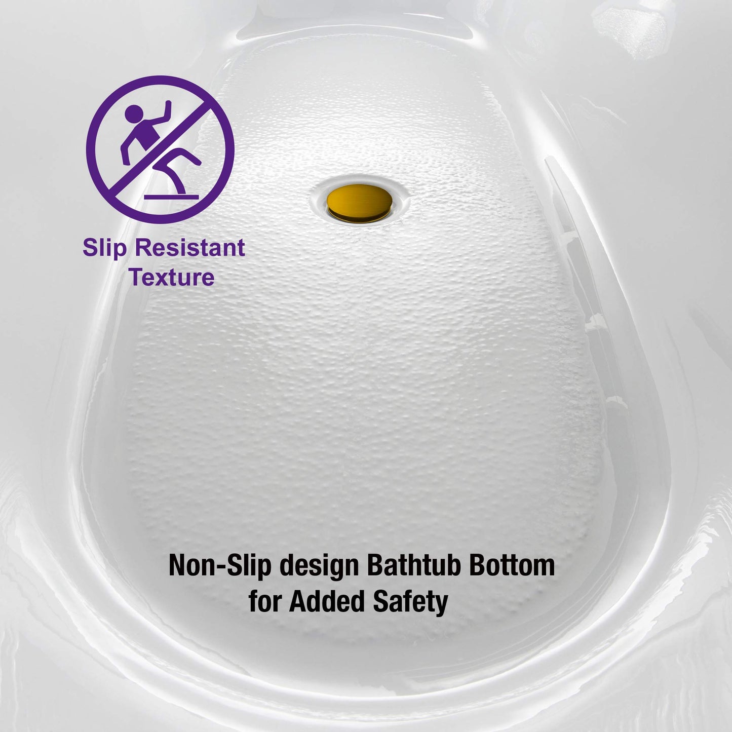 WOODBRIDGE 67" Acrylic Freestanding Bathtub Contemporary Soaking White Tub with Brushed Gold Overflow and Drain，BTA1515-BG-Drain&O
