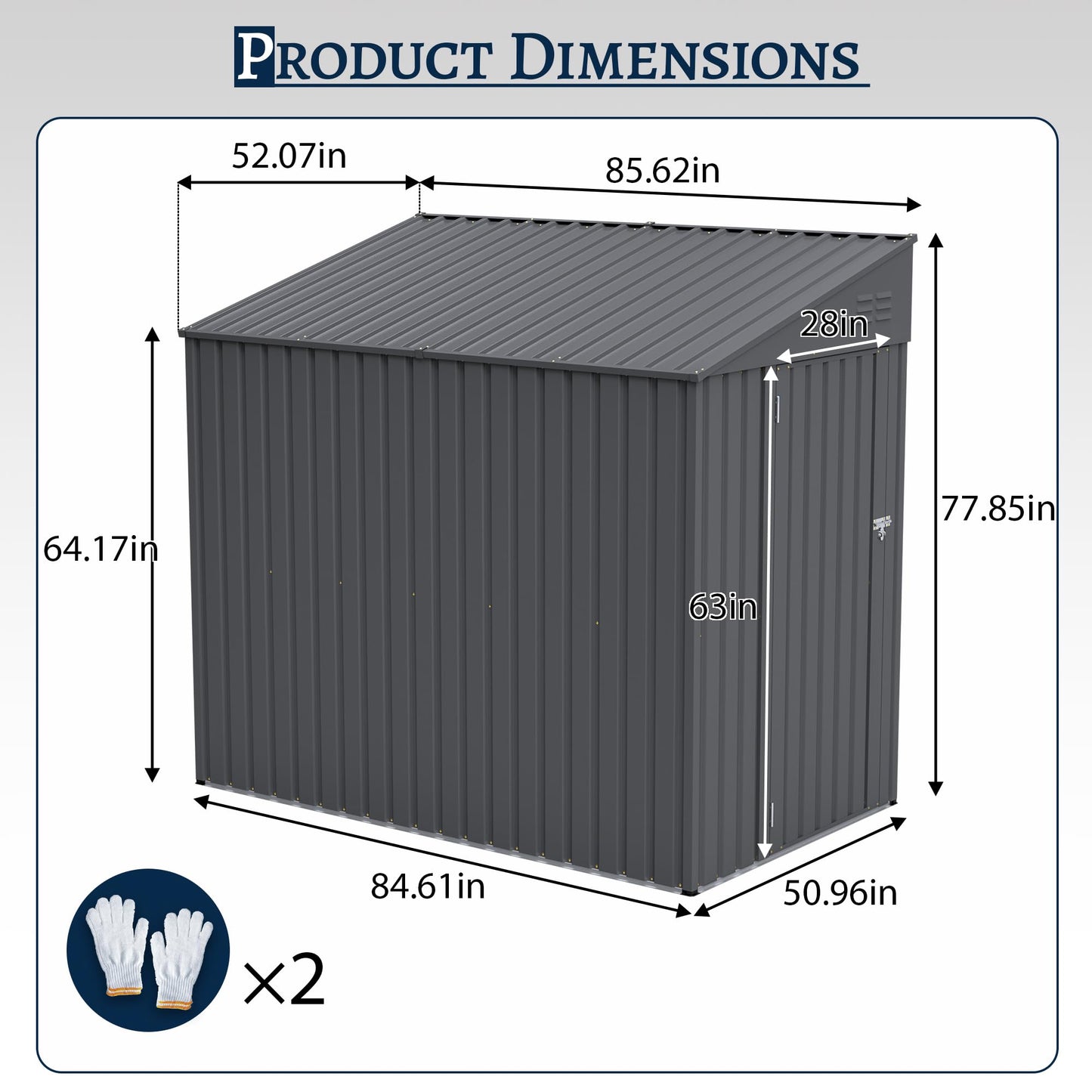 YOPTO 4x7 FT Outdoor Storage Shed Lean to Shed,Metal Shed W/Lockable Door & Air Vent,All Weather Waterproof Garden Tool House W/Reversible Installation,for Backyard,Patio,Lawn,Olive Gray