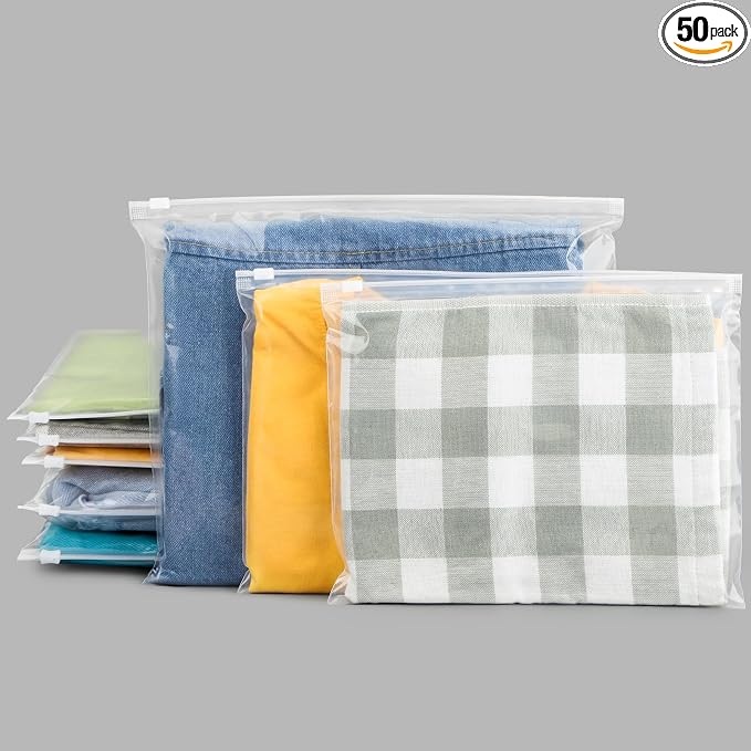 Bikini Bags Organizer Clear, Plastic Shirt Bags for Small Business, Swimsuit Swimwear Bathing Suit Storage, T Shirt Packaging, 10x8 inch, Pack of 50, 3 Mil with Vent Holes