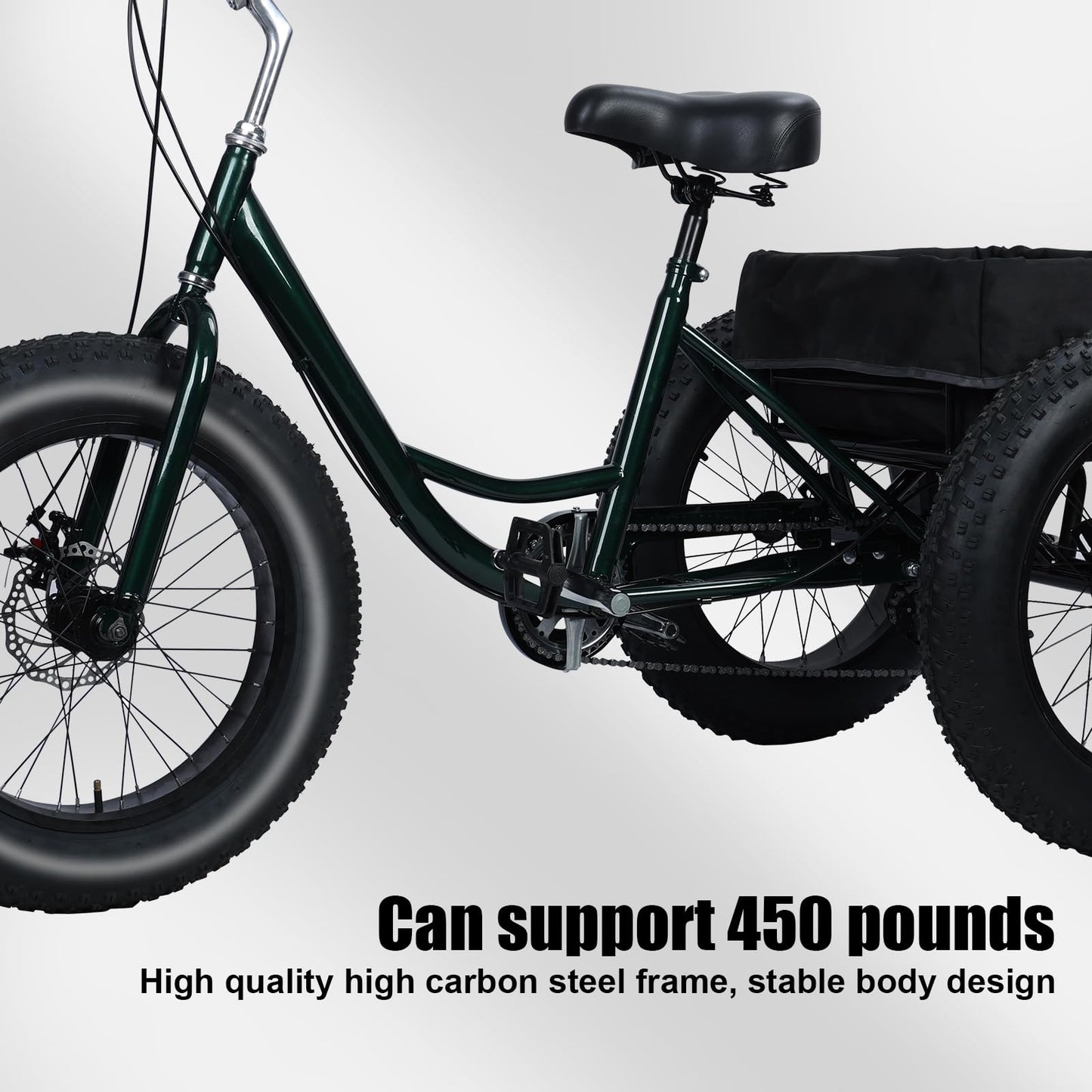 Rodiuiu Adult Tricycle, Fat Tire 7 Speed Cruiser Trike, 20 Inch 3 Wheel Bikes with Large Basket for Seniors, Women, Men, Adult Trikes for Shopping Picnic Outdoor Sports