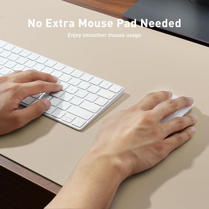Aothia Leather Desk Pad Protector, Office Desk Mat, Large Mouse Pad, Non-Slip PU Leather Desk Blotter, Laptop Desk Pad, Waterproof Desk Writing Pad for Office and Home (48"x17", Beige)