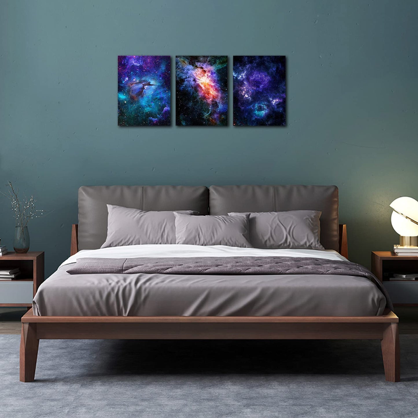 arteWOODS Canvas Wall Art Outer Space Pictures Fantastic Starry Painting Artwork Galaxy Nebula Canvas Prints for Bedroom Bathroom Living Room Kicthen Office Home Wall Decor 12" x 16" x 3 Panels