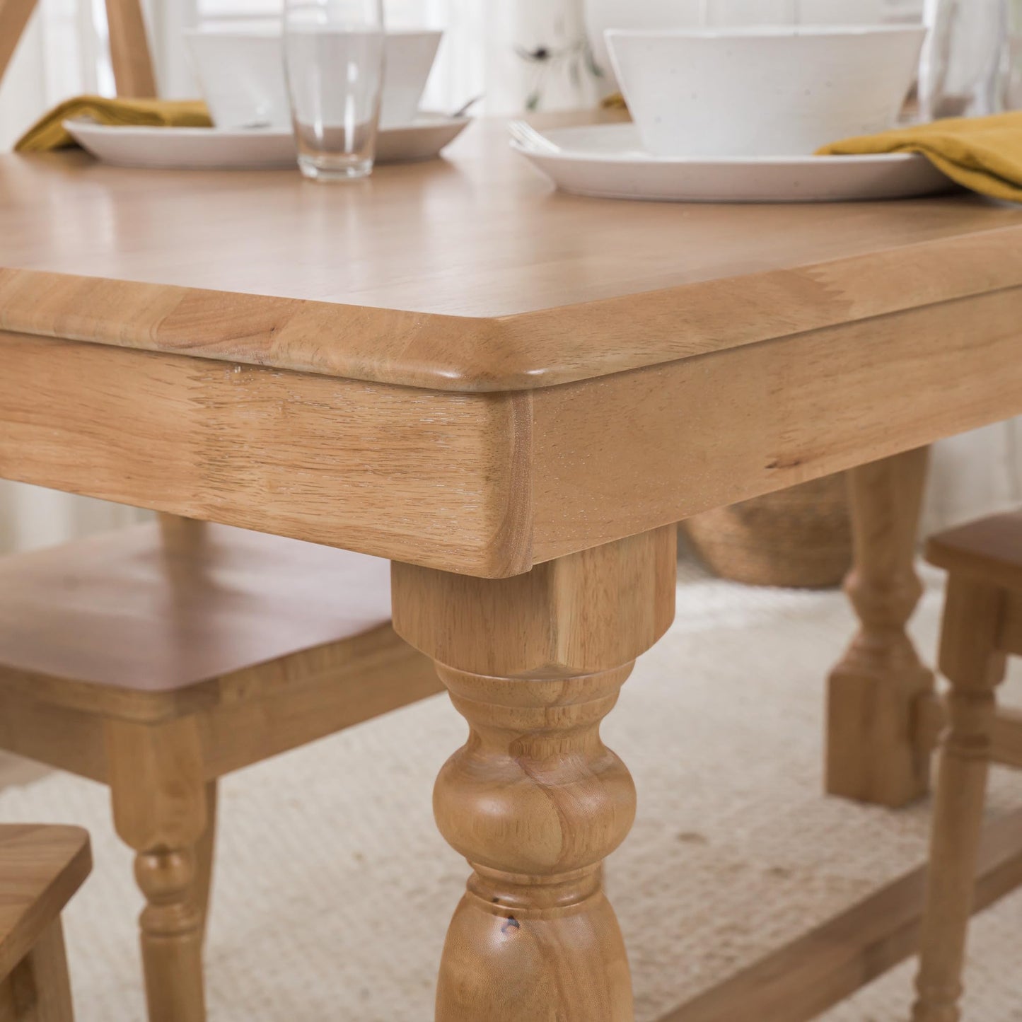Bush Home 67-Inch Dining Table for 4-6 People, Squire Trestle Farmhouse Rectangular Wood Dining Room Table, Kitchen, Living Room, Sterling Dining Collection, Natural Honey Brown