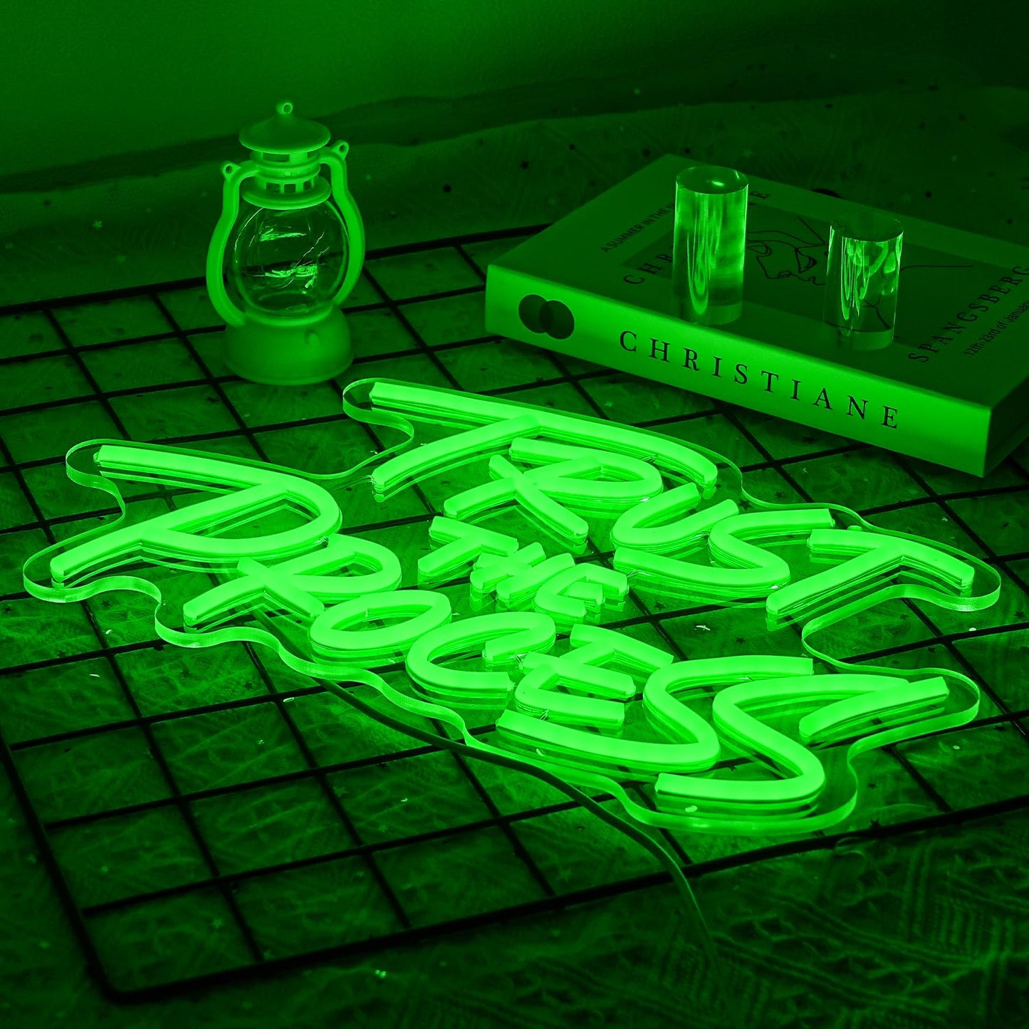 LLNEOX Trust The Process Neon Sign for Wall Decor Green Neon Light Gym LED Sign Dimmable Motivation LED Light Letter Lighting for Bedroom Bar Classroom Gym Office Art Inspirational Alphabet