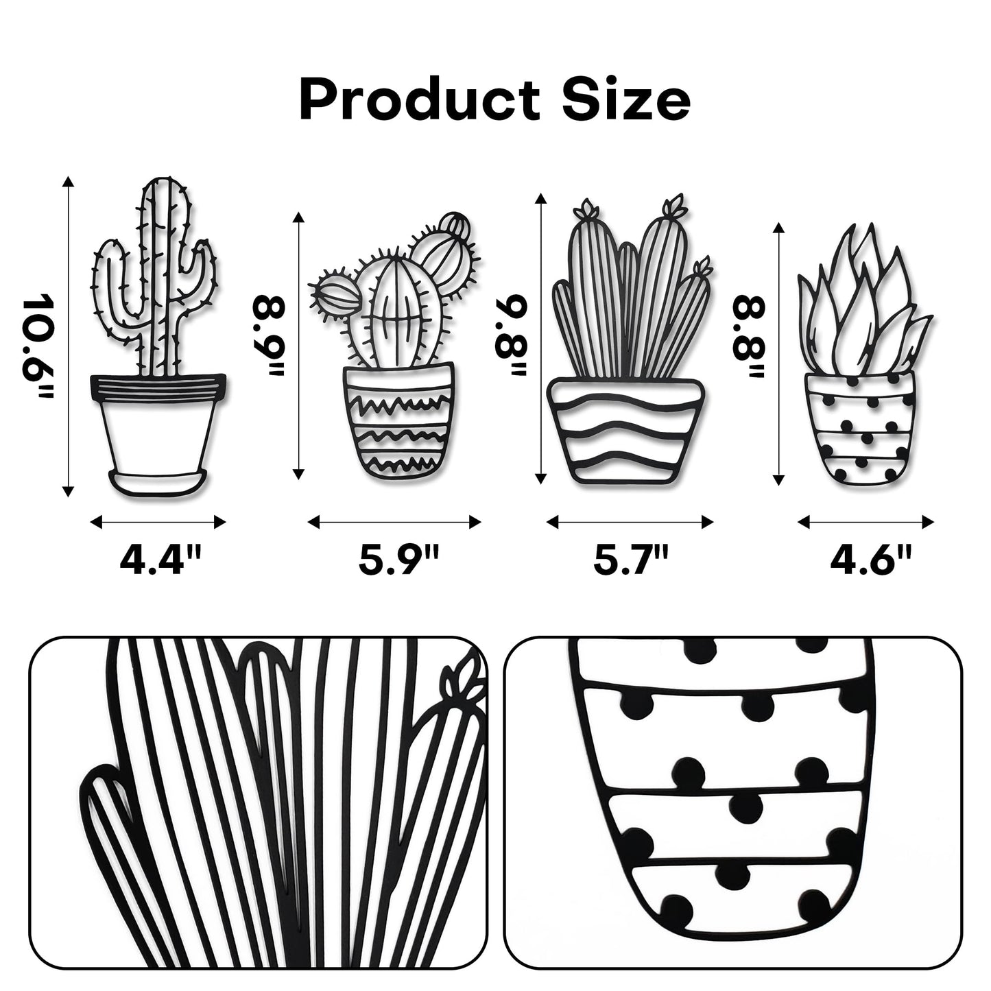 4 Pieces Western Decor Cactus Decor Natural Themed Metal Wall Decors Plant Modern Metal Wall Art for Home Living Room Bathroom Office