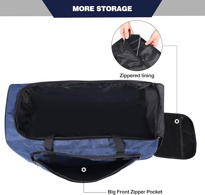 REDCAMP 85L/120L/140L Foldable Duffle Bag with Wheels, Large Travel Duffel Bag