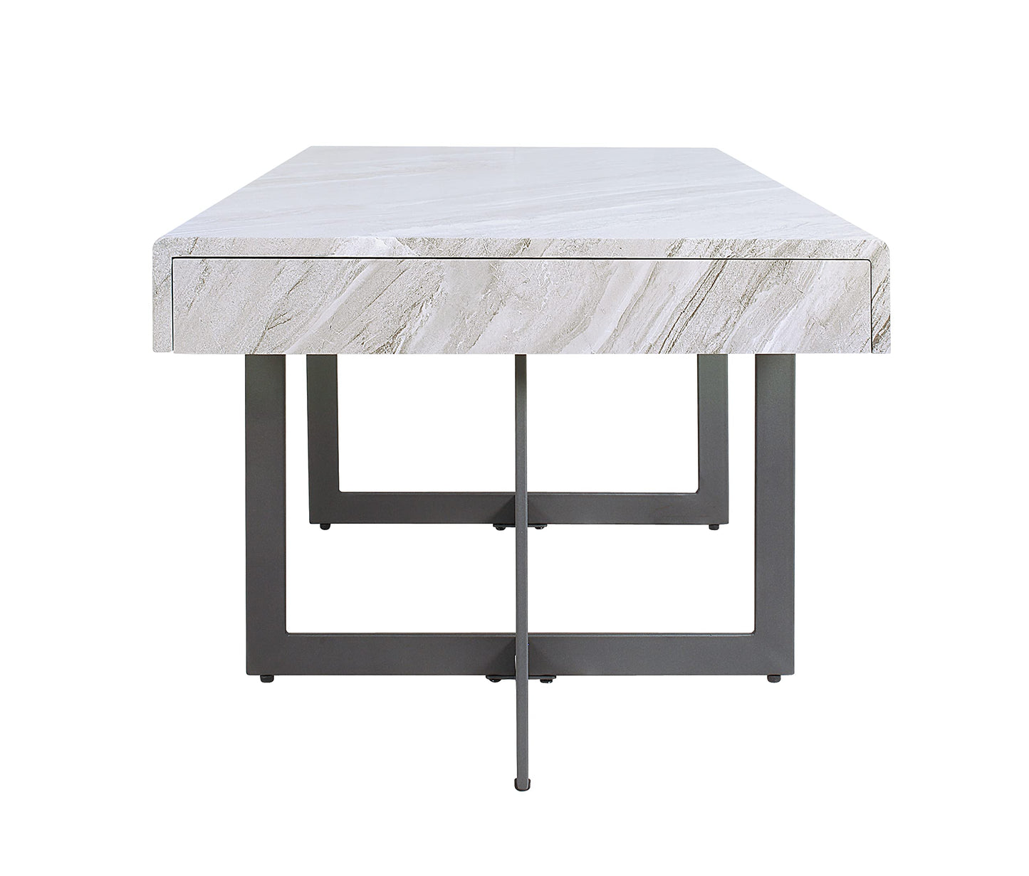 Furniture of America Willy Modern Storage Faux Marble Top 3-Piece Coffee, End and Sofa Table Set for Living Room, Gray
