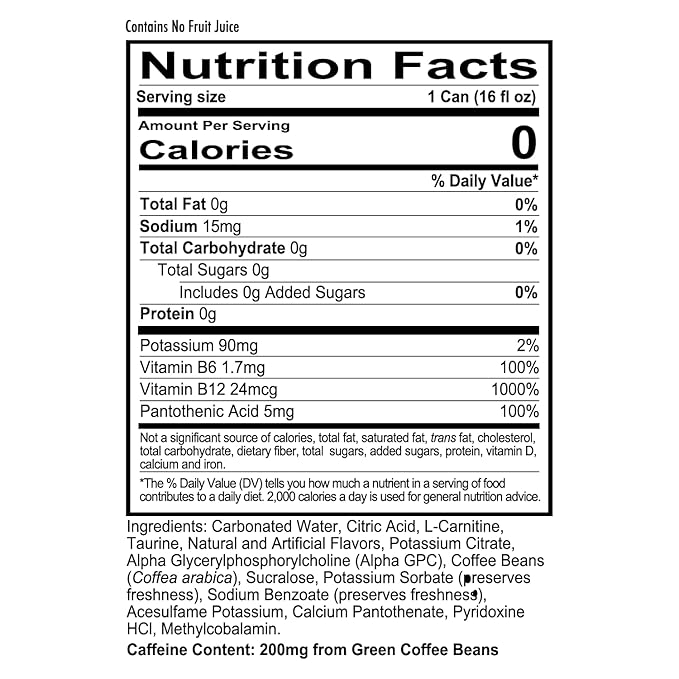 REDCON1 Energy High Performance Drink, Baja Bomb - Zero Sugar Energy Drink with Alpha GPC Nootropic - 200mg of Natural Caffeine from Green Coffee Beans - Vitamin B6, B12 & B5 to Boost Mood (12 ct)