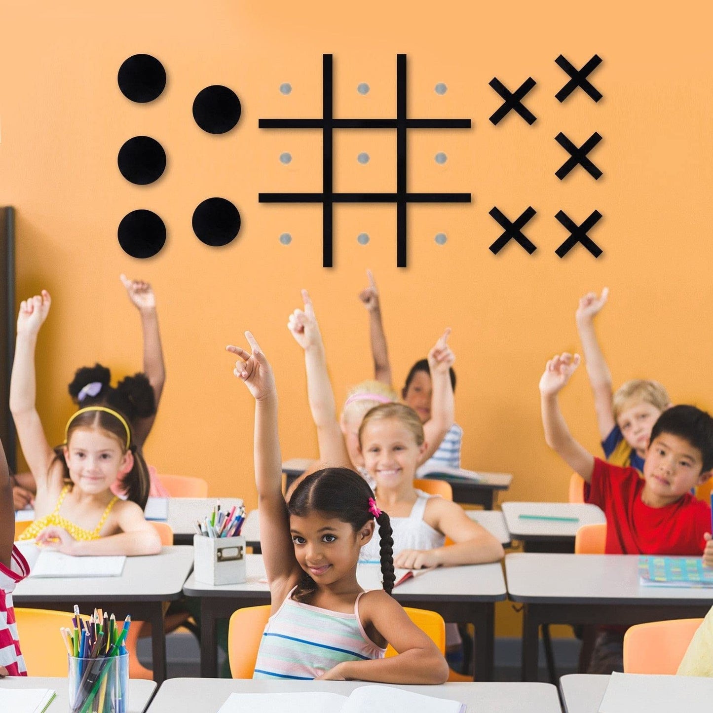 Magnetic Tic Tac Toe Wall-Mount Game,Game Room Decor,Modern Wall Decals for Kids Room,Classroom&Offices,Best Gift for Family, Friends (Black)
