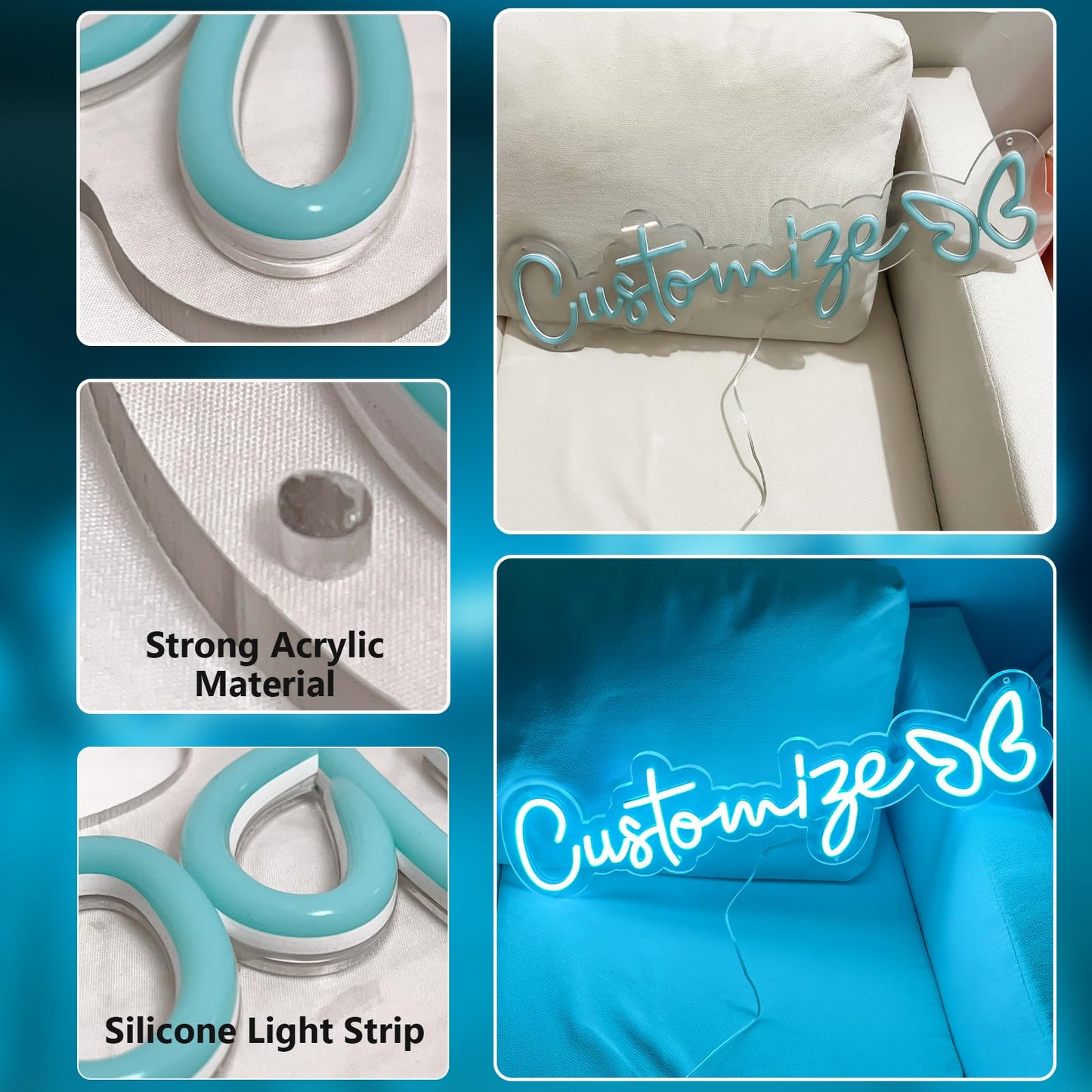 Brochao Custom Neon Signs, Neon Name Sign for Wall Decor Personalized LED Sign Custom Neon Lights for Wedding Birthday Party Light, Christmas Decoration Gift
