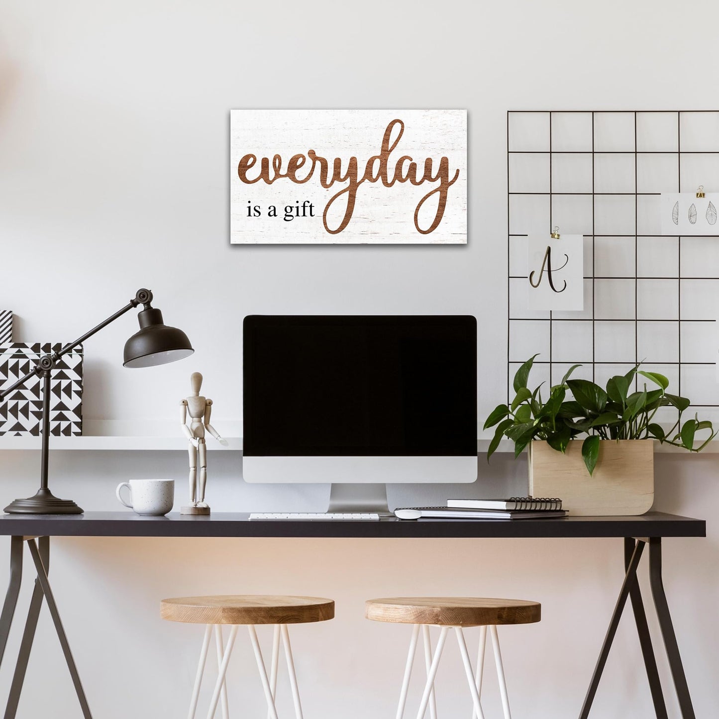 Everyday Is A Gift Wooden Hanging Sign - 6.8" x 12" Motivational Rustic Plaque With Metal Hook For Home Office - Door, Wall Hanging Decoration With Saying - Gifts For Families & Friends - A03