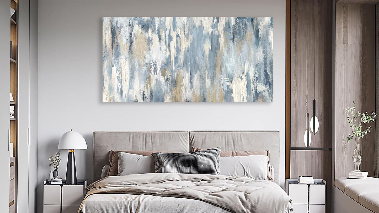 Shoci Large Abstract Wall Art - Gray Blue Beige Canvas Pictures for Living Room Contemporary Painting Prints Decor Modern Graffiti Artwork Wall Art for Bedroom Home Office Decoration 20" X 40"