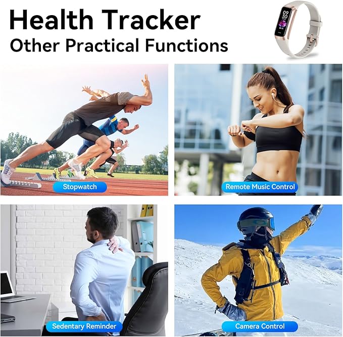 Fitness Tracker with 24/7 Heart Rate, Blood Oxygen Blood Pressure Sleep Monitor, Activity Trackers 5 ATM Waterproof,Step Calorie Counter Pedometer Health Smart Watch for Women Men (White)