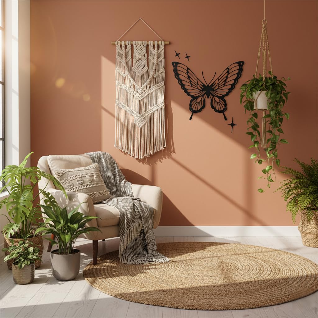 Aimto Metal Butterfly Wall Art Decor,Boho Home Decor Hanging Appearance for Bedroom Living Room Wall (9 Inch black Set of 1)