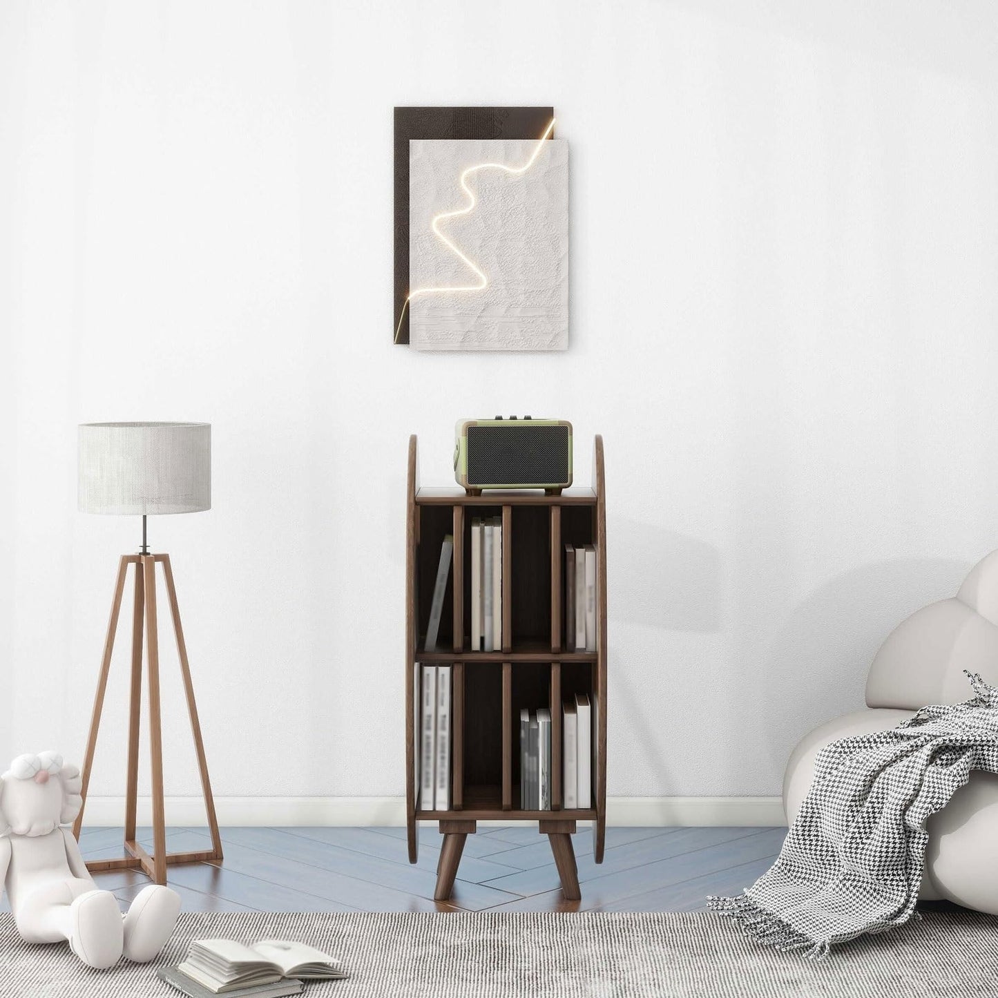 CFGH6FDF Records Modern Creativity Wooden Vinyl Record Storage Cabinet for Living Room Bedroom Lounge Album Book(Black)