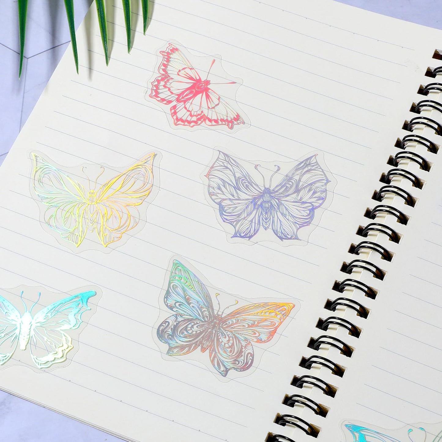 45PCS Butterfly Holographic Stickers Transparent Butterfly Stickers Glitter Butterflys Sticker Set Waterproof Decorative Pet Decals for Scrapbooking Journaling Planners DIY Crafts Laptop Water Bottle