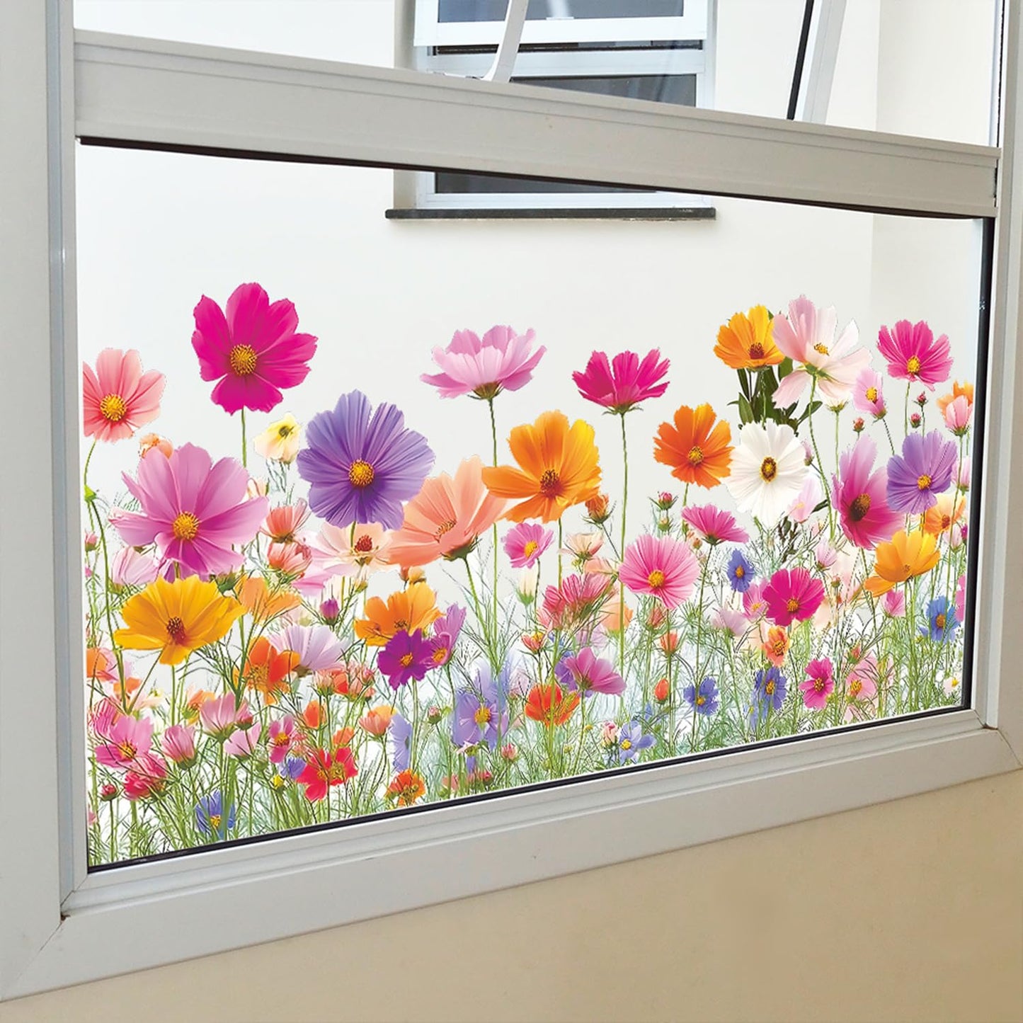2 Sheets Flower Wall Decals Removable Spring Summer Peel and Stick Wall Stickers Vinyl Waterproof Floral Wall Decor for Bedroom Living Room Bathroom Classroom Kitchen Decorations