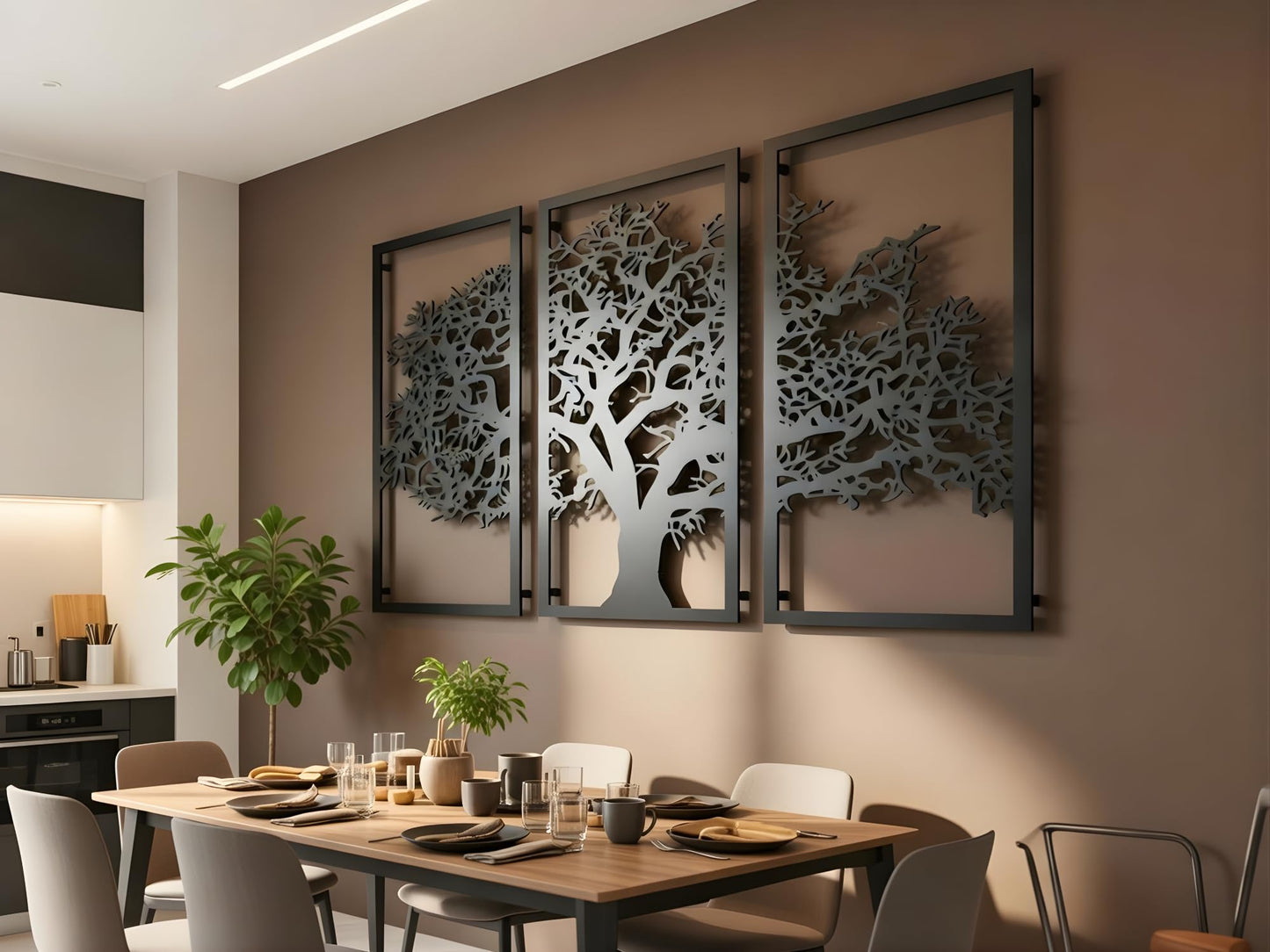 VAILLA Wood Wall Art Decor Wall Hanging Sculpture Modern Home Decoration 3 Panels Nature Wall Hangings Large Wooden Wall Arr 3D Textured Sculptures for Living Room Bedroom Office Dinnig Room (Tree of Life)
