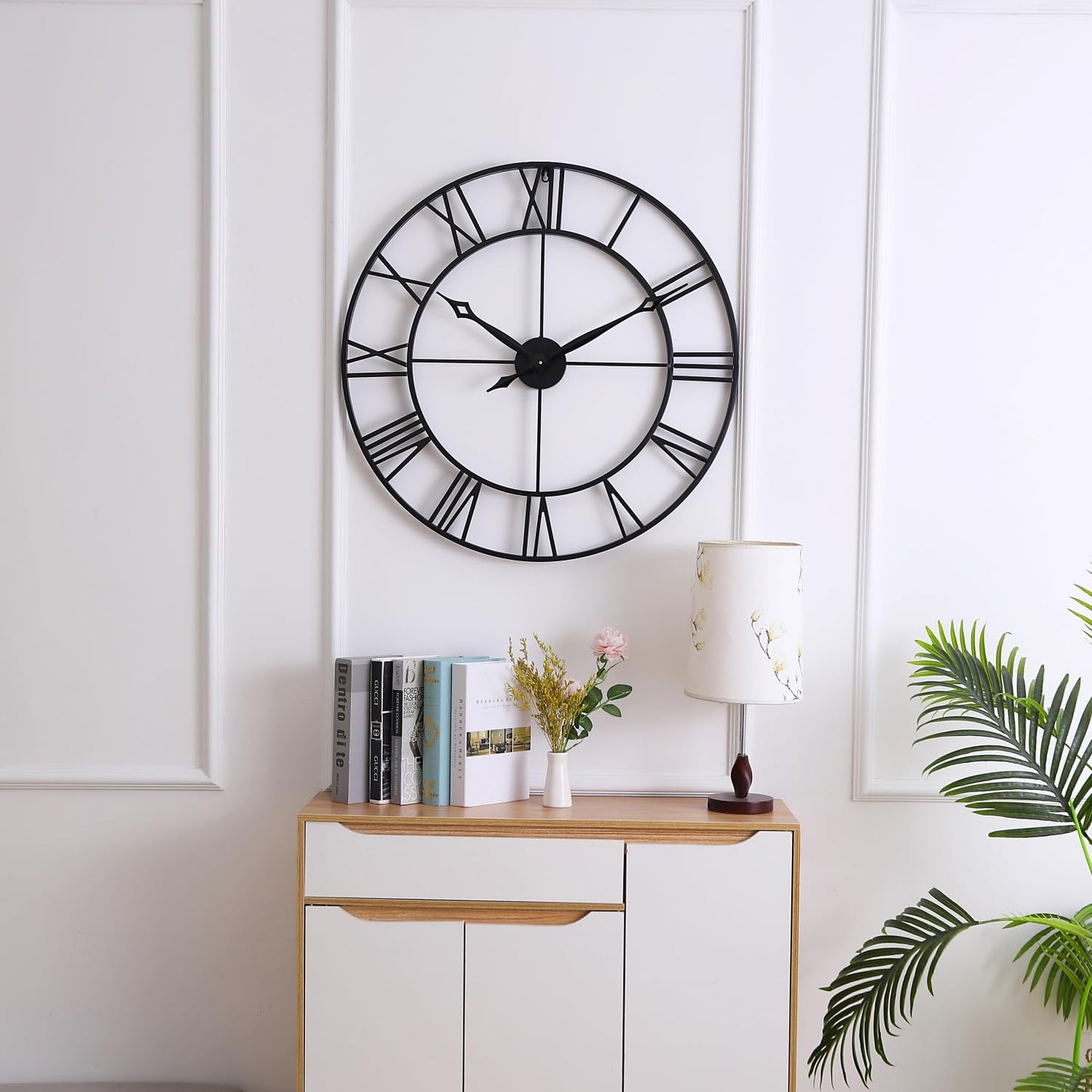 CLXEAST 30 Inch Large Wall Clock Modern, Oversized Roman Numeral Decorative Black Metal Wall Clock for Living Room Decor,House Warming Gifts New Home