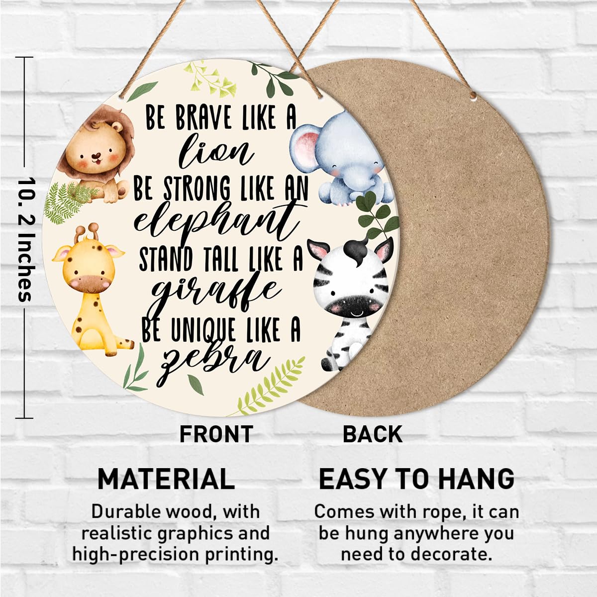 Muktoujaumai Baby Girl Boy Nursery Wall Decor, Safari Nursery Hanging Sign Decor Woodland Wall Decoration Jungle Wood Sign for Kids Bedroom, Playroom, Gift for Newborn Baby Girl Boy Toddler