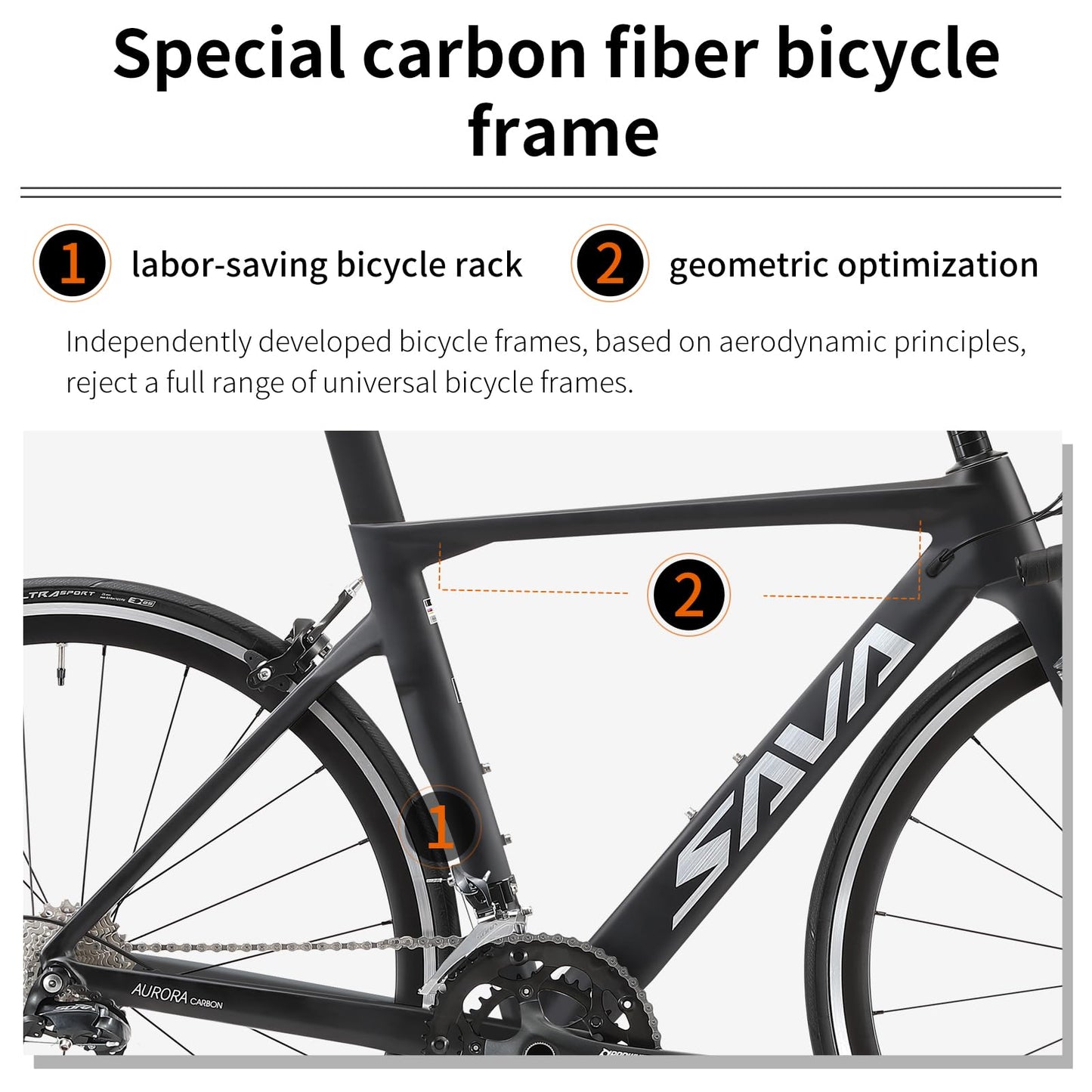 SAVADECK Carbon Road Bike with Shimano SORA R3000 18 Speed Derailleur System,Racing Bicycle with Carbon Fiber Frame Carbon Fork and Double V Brake for Adult.(White 56cm)