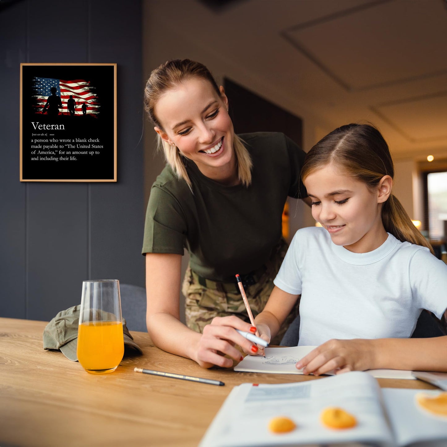 Definition of Veteran Patriotic Wall Art Print - USA Military Silhouette Poster Print for Home, Office, Shop & Restaurant - 8x10 Unframed Wall Art Decor for Veterans & Military Enthusiasts