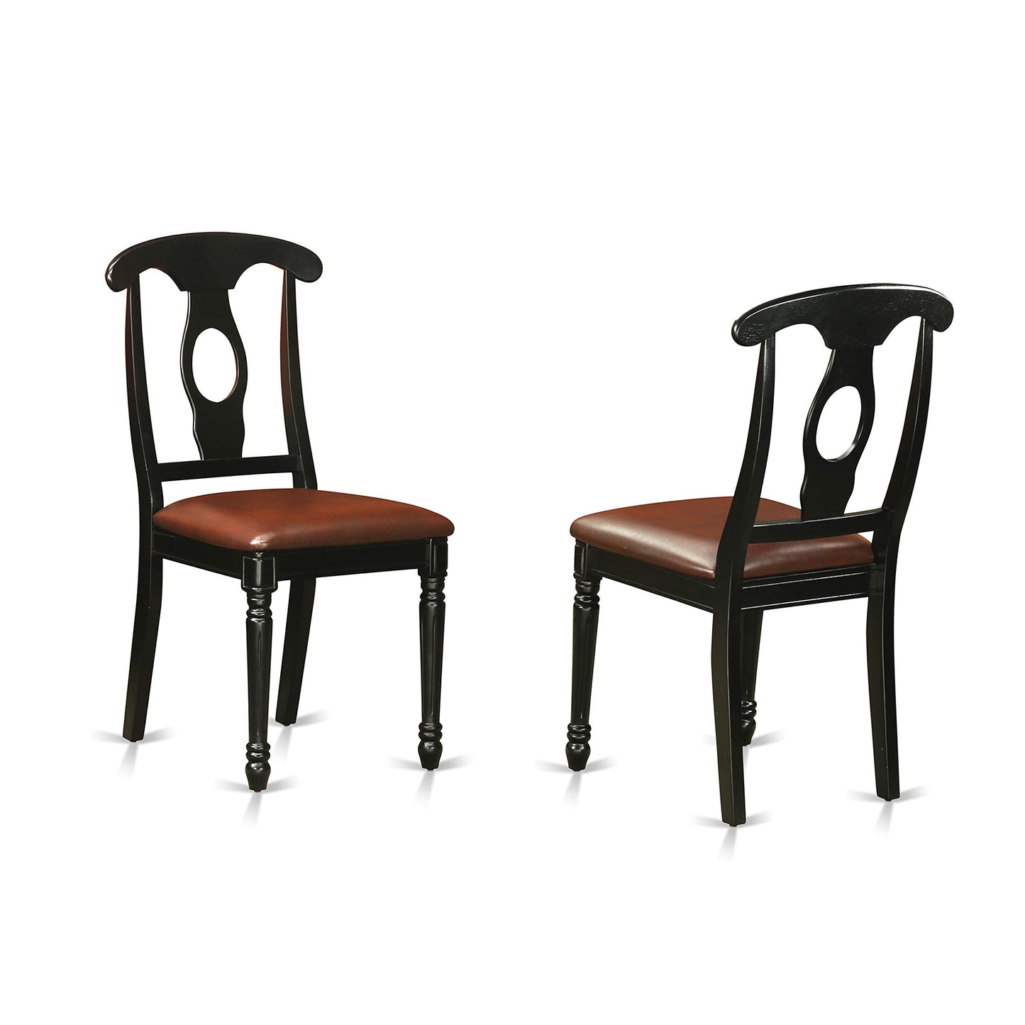 East West Furniture HLKE5-BCH-LC 5 Piece Kitchen Table & Chairs Set Includes a Round Dining Room Table with Pedestal and 4 Faux Leather Upholstered Dining Chairs, 42x42 Inch, Black & Cherry