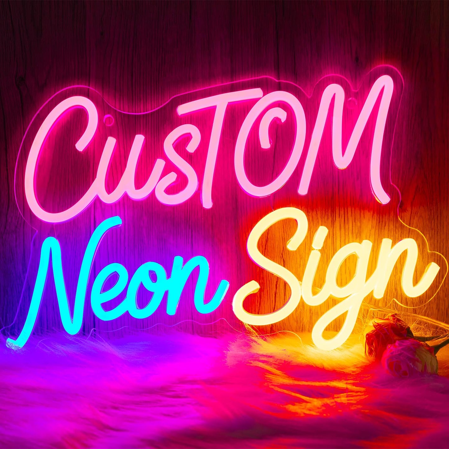 YARUVEX Custom Neon Sign, Personalized Neon Sign for Wall Decor, Customizable LED Neon Name Sign, Dimmable Custom Light up Sign for Wedding Birthday Party Business Bar Bedroom Optional 10" to 60"
