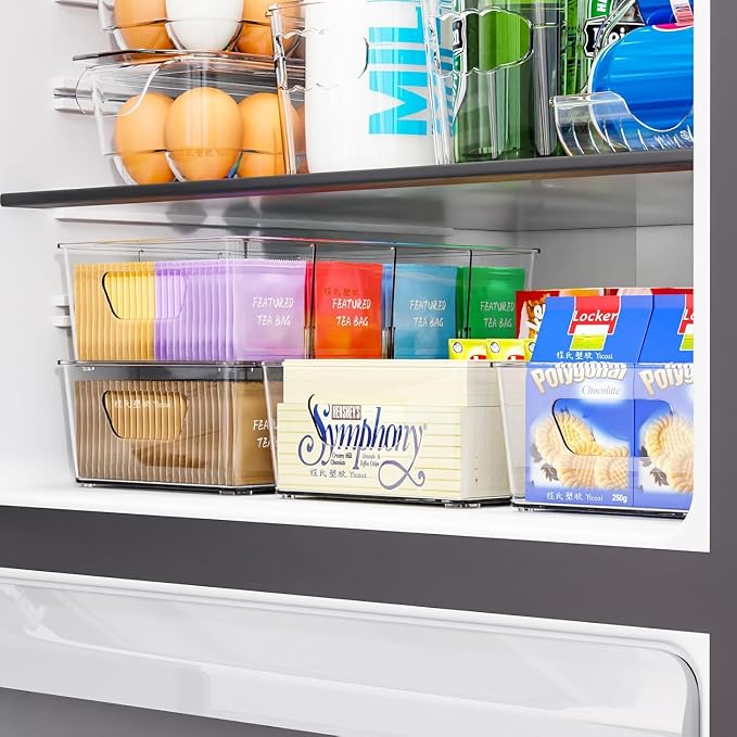 Stackable 8 Pack Snack Organizer for Pantry Shelf,Clear Pantry Organizers and Storage Bins for Fridge,Office,Cupboard,Plastic Pantry Snack Organizer For Breast Milk,Tea Bag,Food Storage Containers