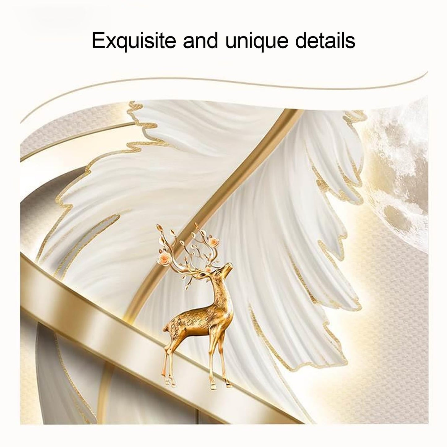 WNYAILLL 3D Wall Decoration Painting, Vertical Hanging Paintings, Modern Luxury Decorative, Wall LED Decor Light for Hotle Lobby Livingroom Bedroom, Plug-in Power Supply(Gold A,80x48CM/31.5 * 18.9in)