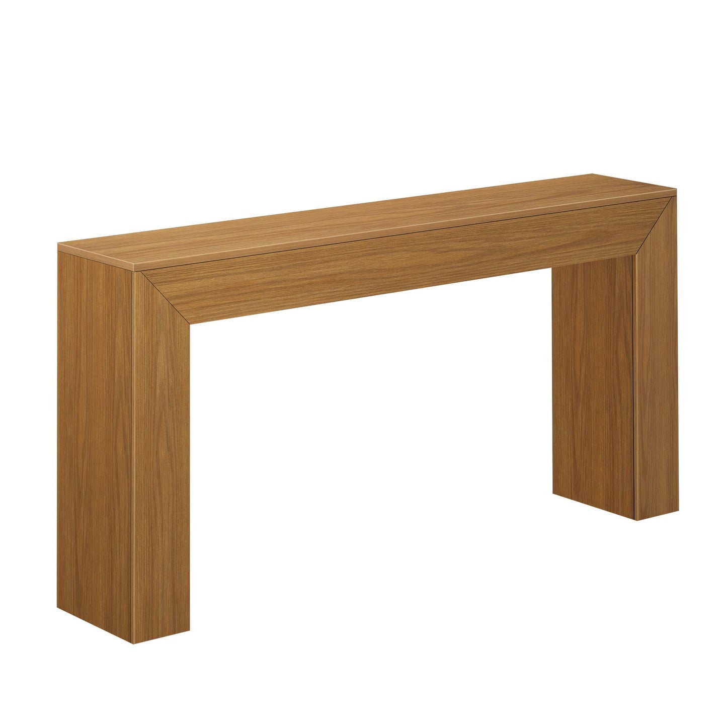 Plank+Beam Grand Console Table, 66 Inch Modern Solid Wood Sofa Table, Narrow Entryway Table for Hallway, Behind The Couch, Living Room, Foyer, Pecan Wirebrush
