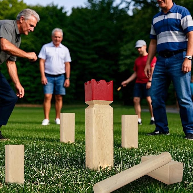 Juegoal Kubb Backyard Game Set, Wooden Block Tossing Game Set with Carrying Bag, Outdoor Games for Yard Garden Lawn Kids Teenagers Adults Family