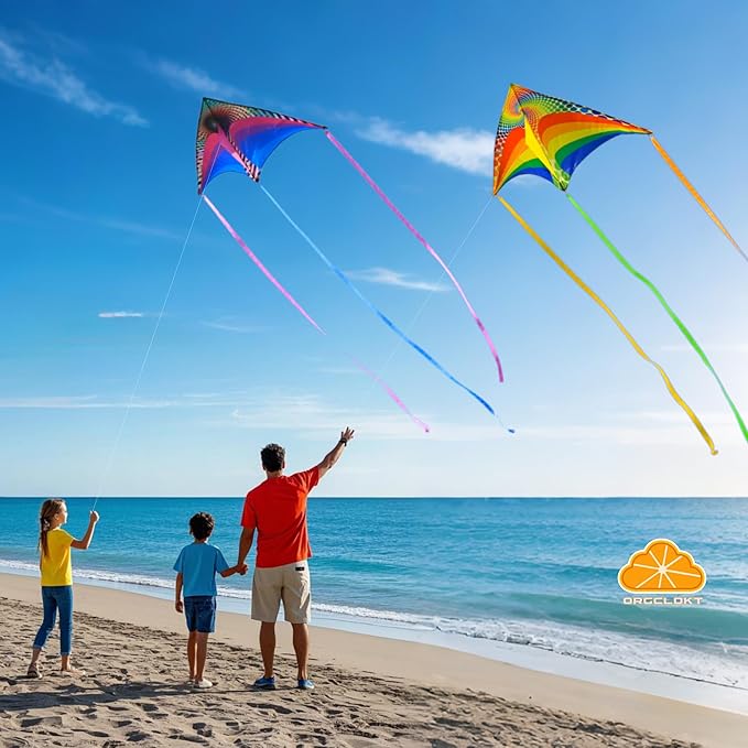 ORGCLDKT-Rainbow Cruiser Delta Kite, Kites for Kids Ages 8-12,4-8,Boys,Girls,Kites for Adults,Beach,Beginners,Giant.1Pc or 3Pcs Pack. Easy to Fly.