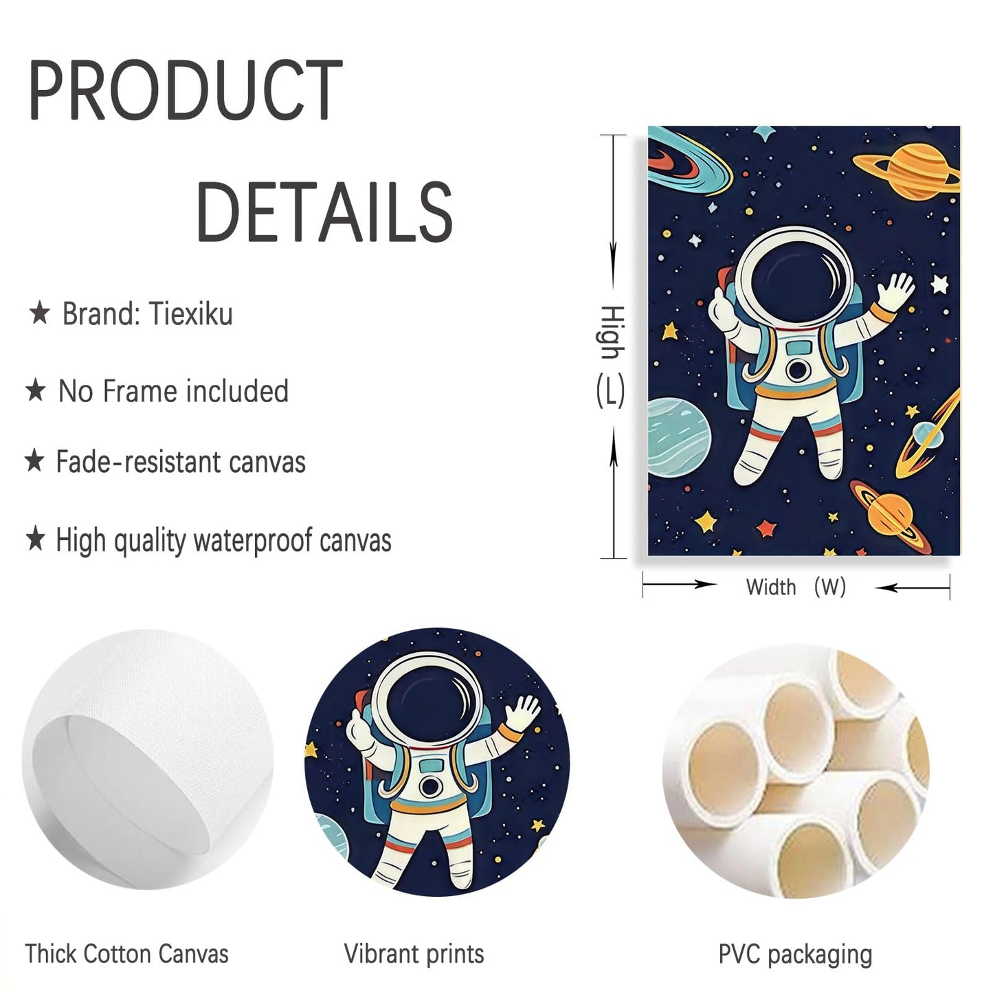 3Pcs Astronauts Nursery Wall Art Whimsical Outer Space Kid Decor Pictures Rocket Planet Posters Prints for Boys Room Girls Room Kids Room Decoration Unframed