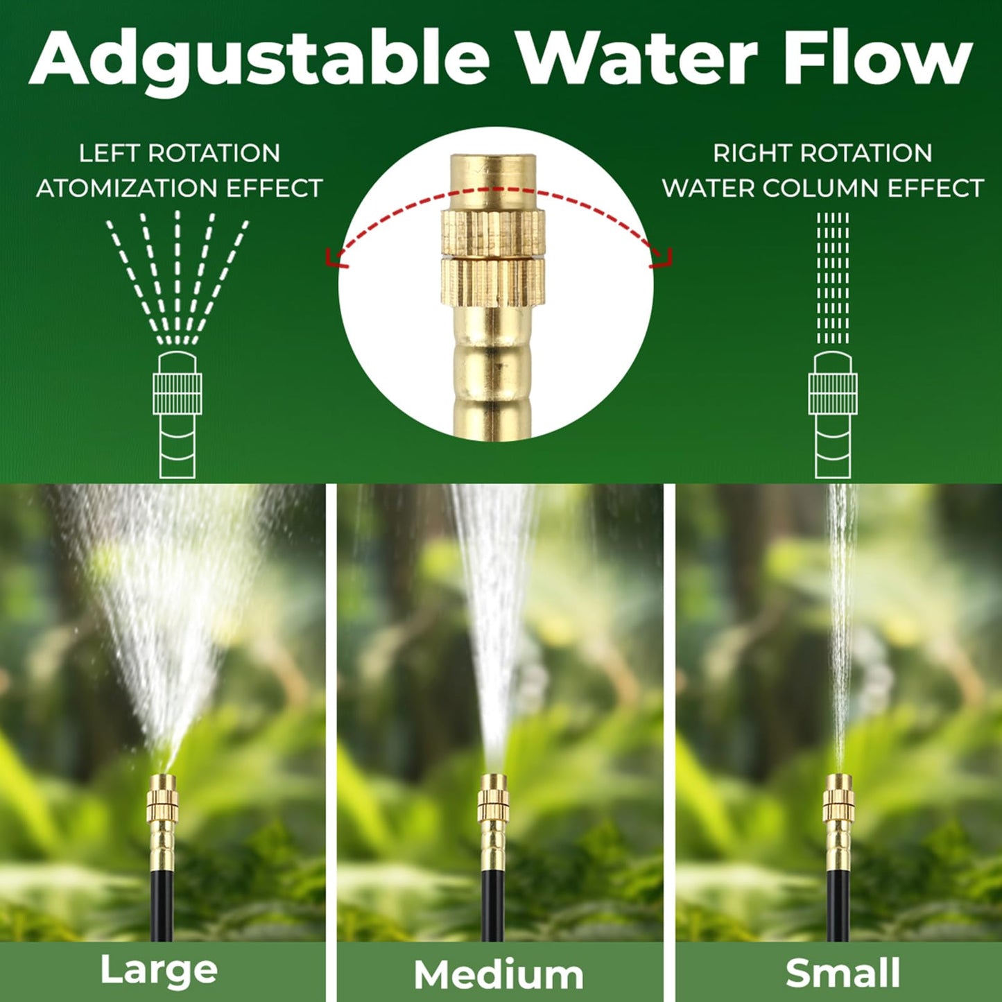33FT Drip Irrigation System for Garden: 10 Nozzles 1/4" PE Tubing Automatic Watering Kit Adjustable Misting Sprinkler Mister Hose for Water Plants Tape Raised Beds Lawn Outdoor Yard Greenhouse