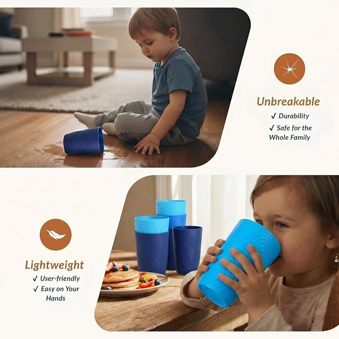 Homienly Wheat Straw Cups 16oz,Unbreakable Cups-6 PCS Freezer and Dishwasher Safe Cups for outdoor gatherings,Picnic,Travel-Blue Sky
