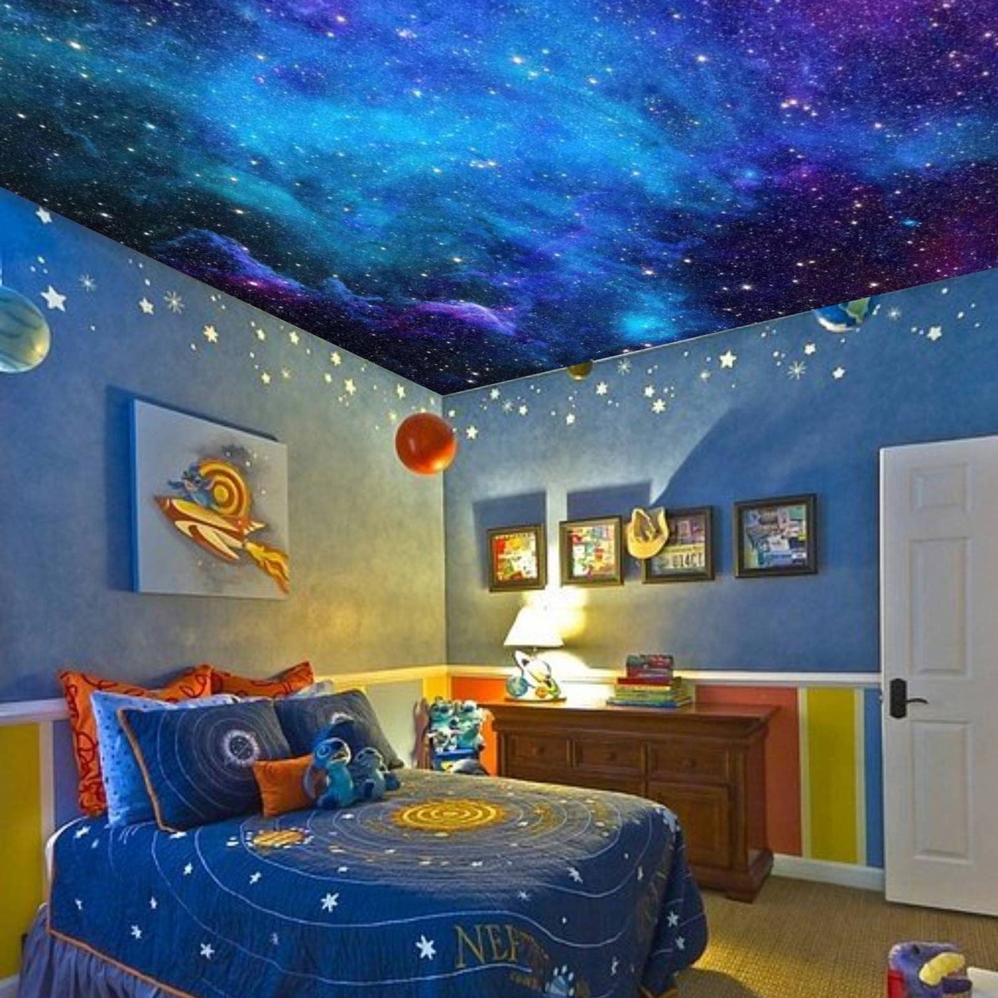 Apdidl Galaxy Tapestry for Bedroom Aesthetic Space Blue Night Starry Sky Stars Universe Tapestry Mysterious Nebula Wall Hanging Backdrop Room Decor for Bedroom Living Room (51'' x 60'')