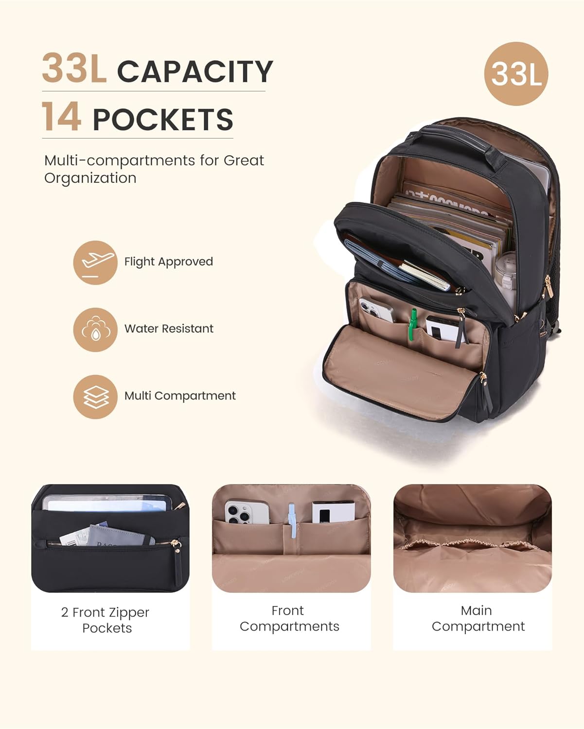Backpack 17.3" Backpack,Casual Daypack LOVEVOOK Laptop for Women, Work Business Computer Purse, Travel Personal Item