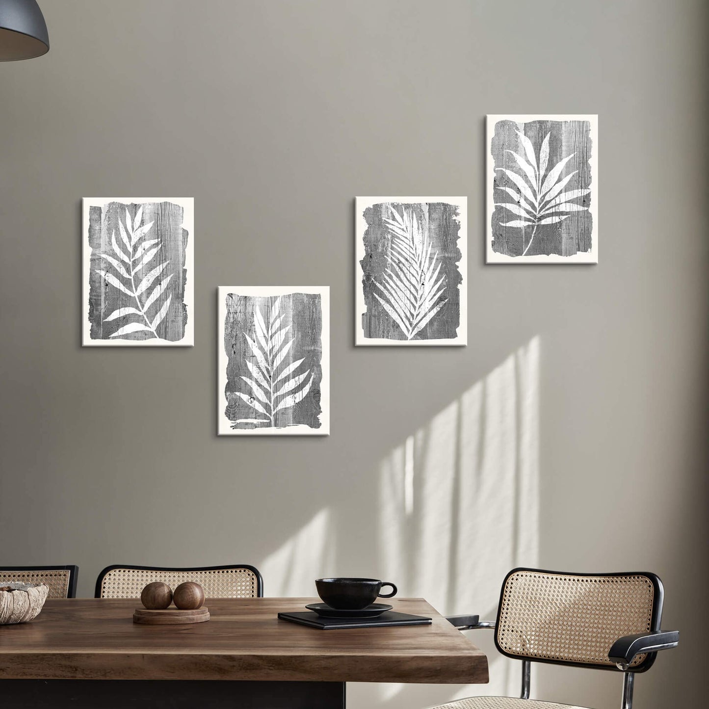artopia Black and White Botanical Pictures: Grey Leaf Canvas Wall Art, Minimalist Plant Painting for Bathroom, 16"x12" Decor