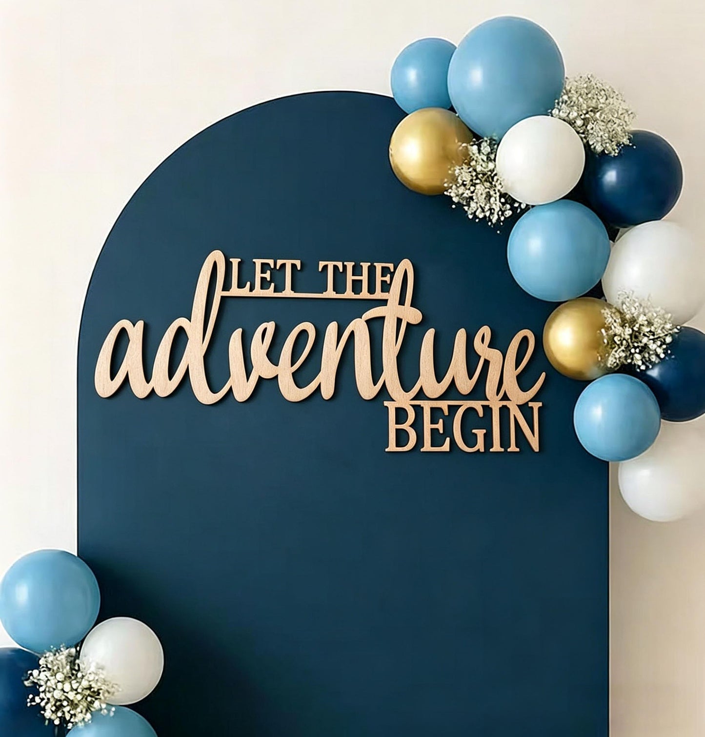 Let the Adventure Begin Sign for Backdrop,Wooden Baby Shower Party Decal Sign for Outdoor Adventure Baby Shower,Woodland Theme Party Decorations