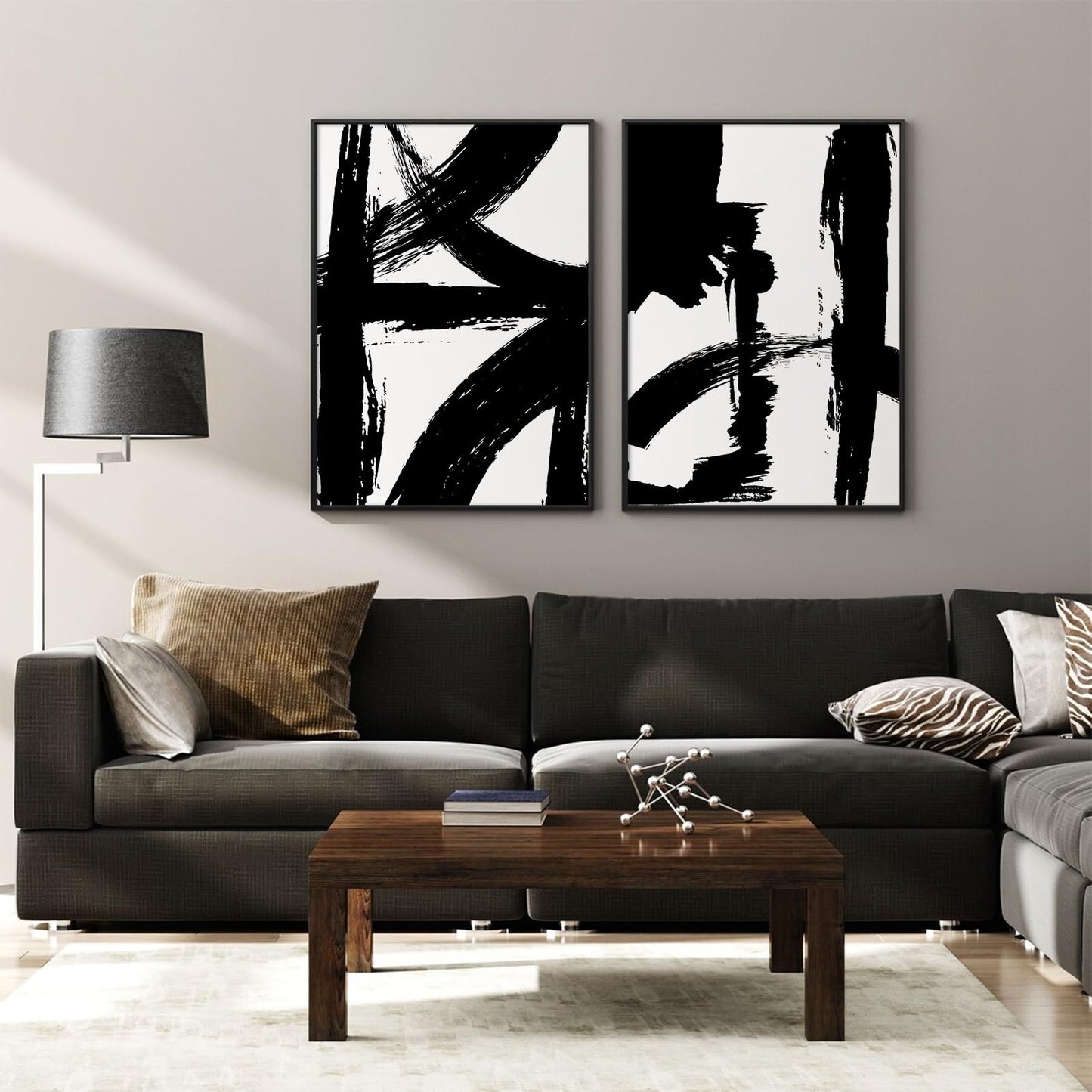 Tocliky Black and White Wall Art Abstract Modern Painting Minimalist Line Canvas Wall Art Decor Black And White Poster Abstract Artwork Prints for Living Room Bedroom 12x16 Inch Unframed Set of 2
