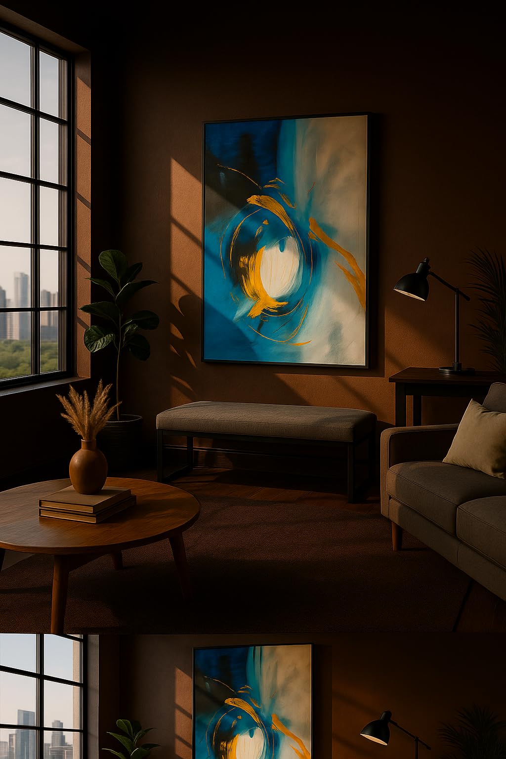 Artisan Tinct Hand-Painted Canvas Wall Art, Wooden Framed, 24x36 inches, Modern Artwork for Living Room, Lounge, Bedroom, Ready to Hang Large Oil Painting (Cosmic Flow)