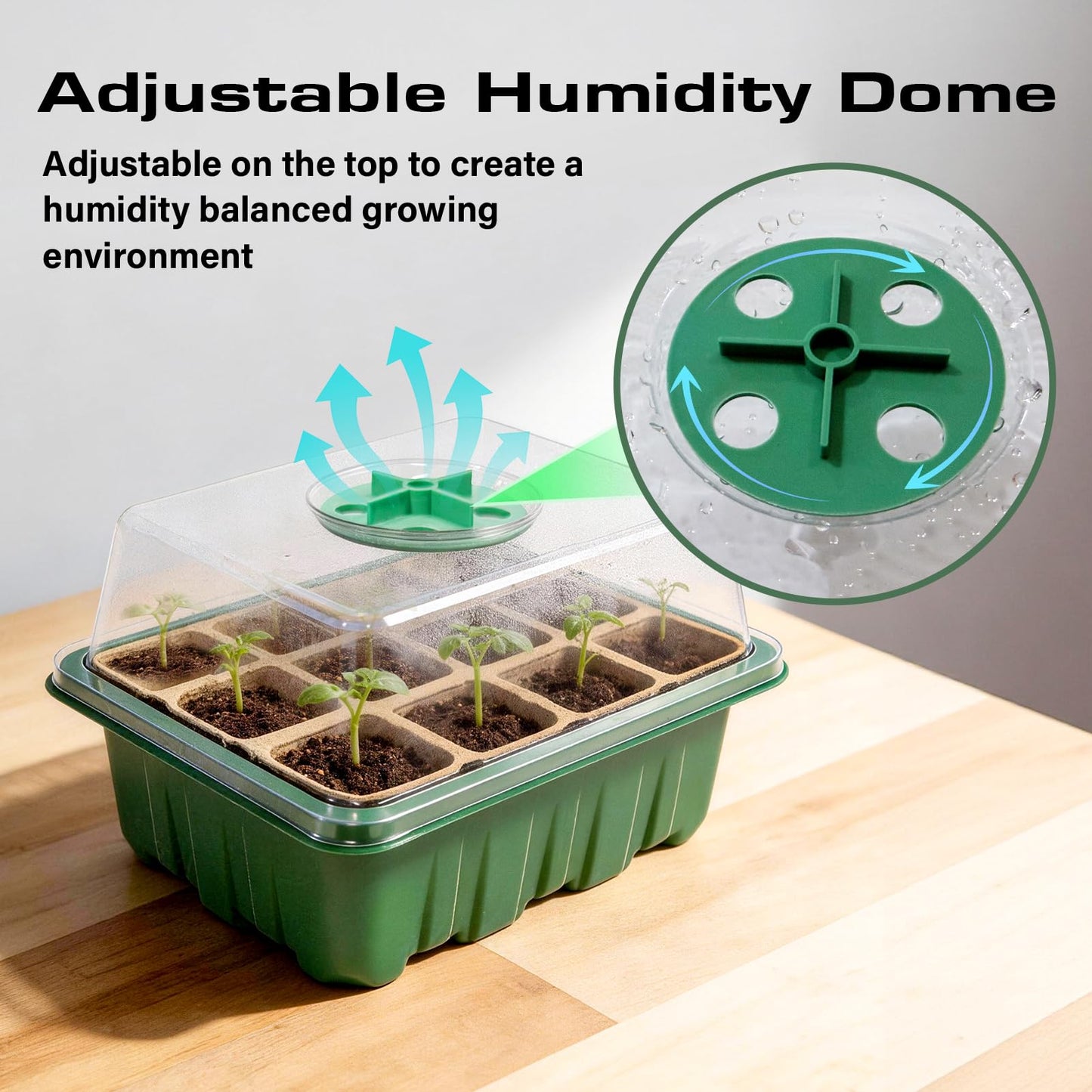Bhyhok Seed Starter Tray Kit 10 Pack, Seed Starting Trays with Humidity Dome (120 Cells Total), Plant Germination Trays Complete Mini Greenhouse for Seed Growing & Seedlings